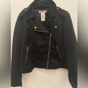 Faux suede black moto jacket